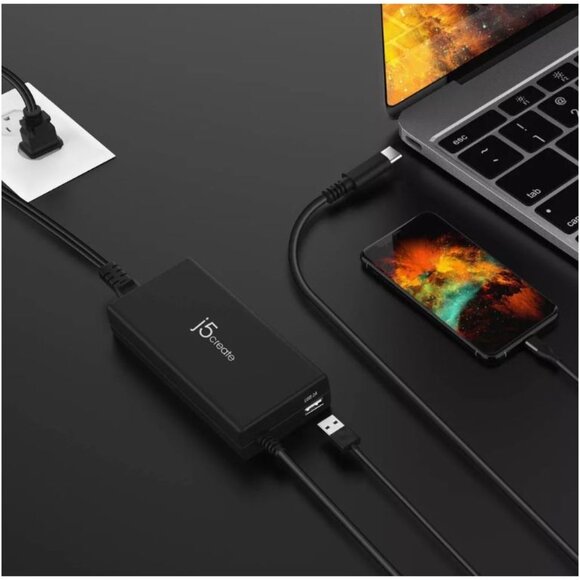 j5create 100W PD USB C Super Charger With USB A Port Black - Picture 3 of 10